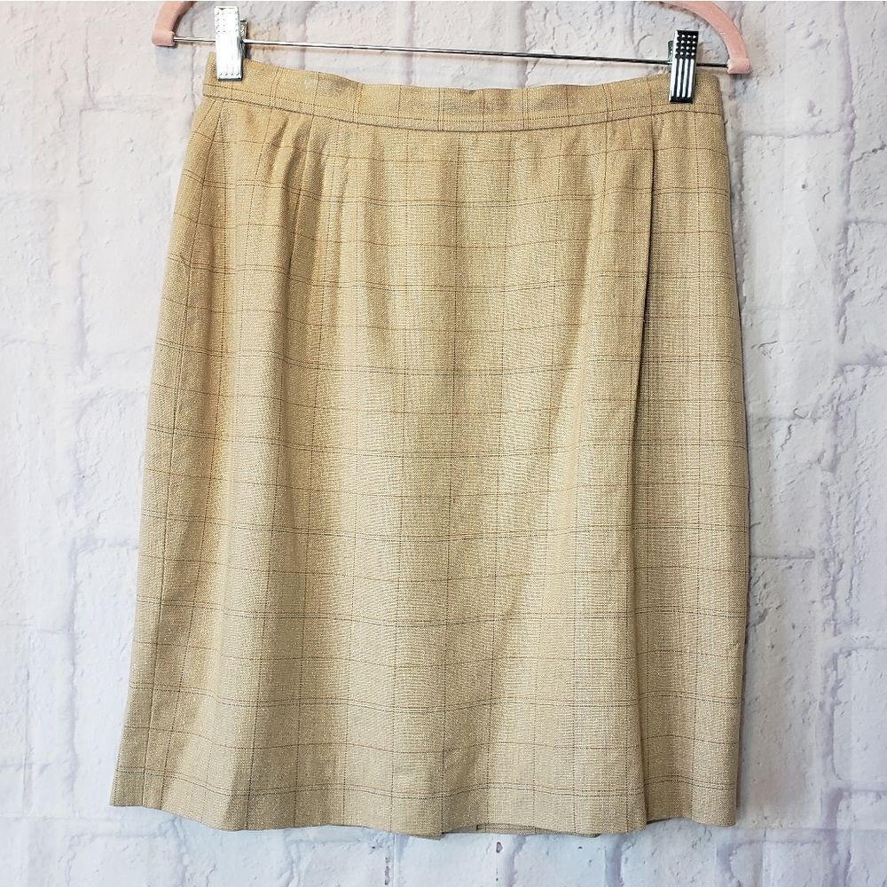 VINTAGE LORD & TAYLOR Plaid Silk-blend Skirt